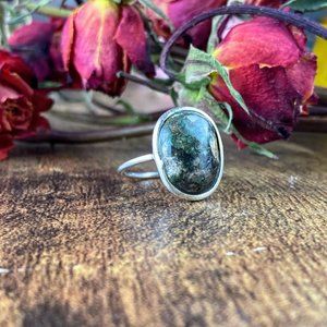 Vintage Mid Century Sterling Green Turquoise Ring